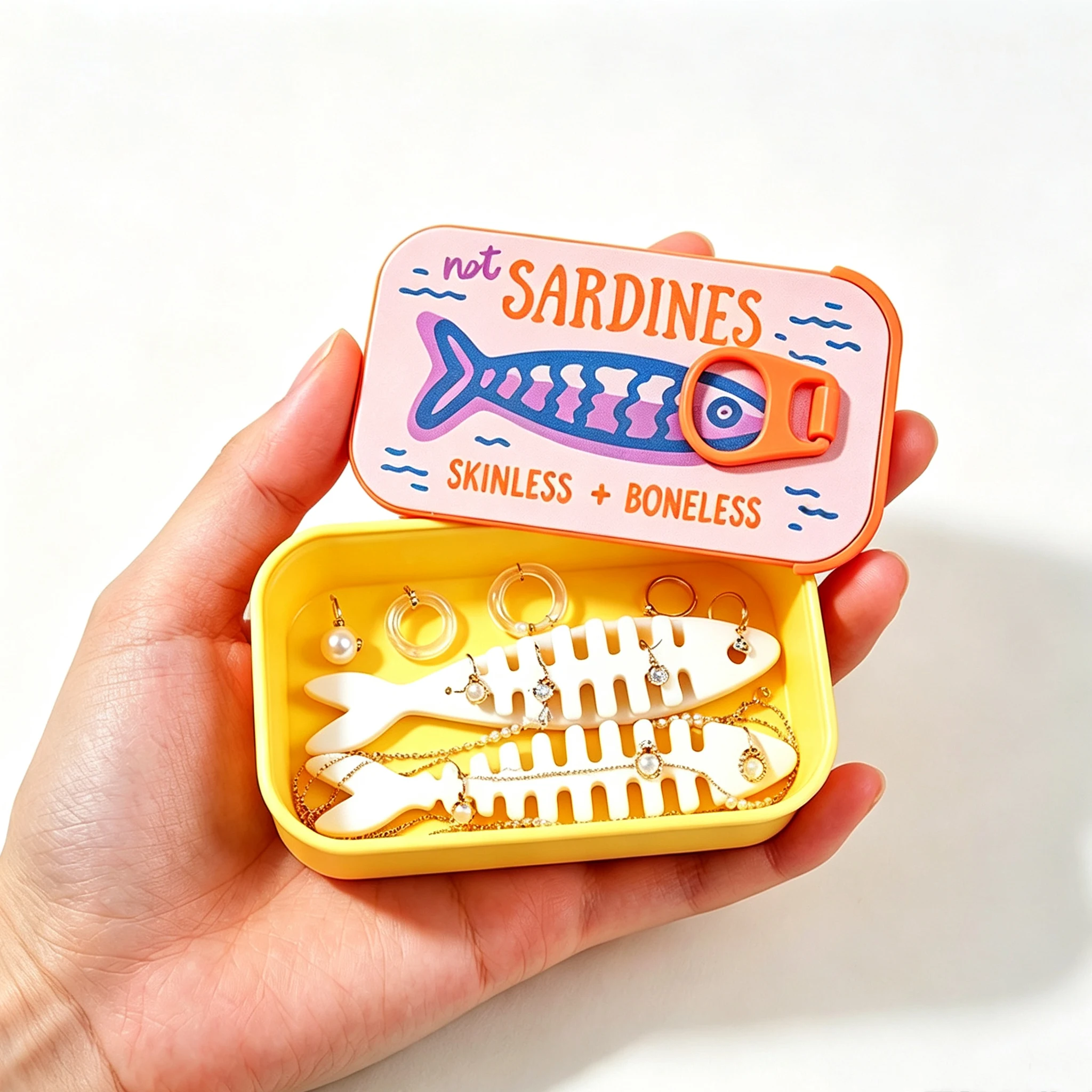 Sardines Mini sardine Jewelry Box Fish Bone Travel Jewelry Storage Box Portable Storage Box Holiday Gift