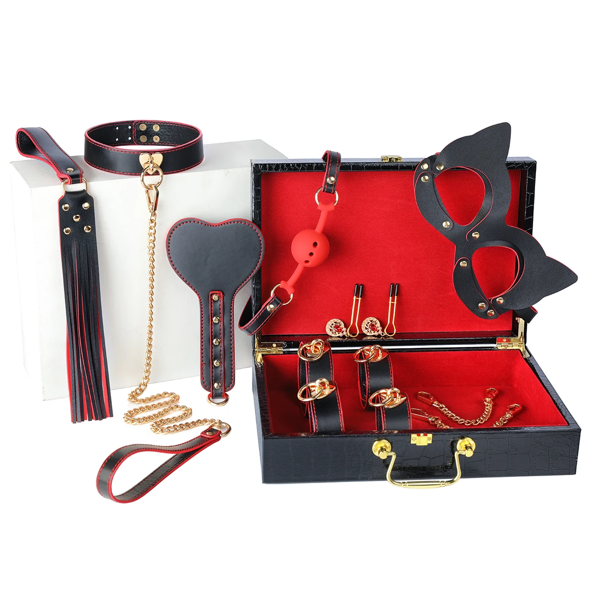 pu Leather 8 PCS BDSM Bondage Set With Case Adult Sex Games Restraints Kit Exotic Bondage Gear Couples Enhance sexual pleasure