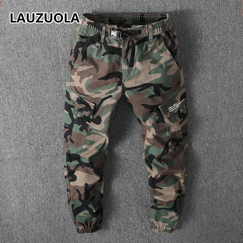 High Quality Japanese Camouflage Cargo Pants Men Casual Loose Sweatpant Mens Joggers Letter Pocket Cotton Trousers