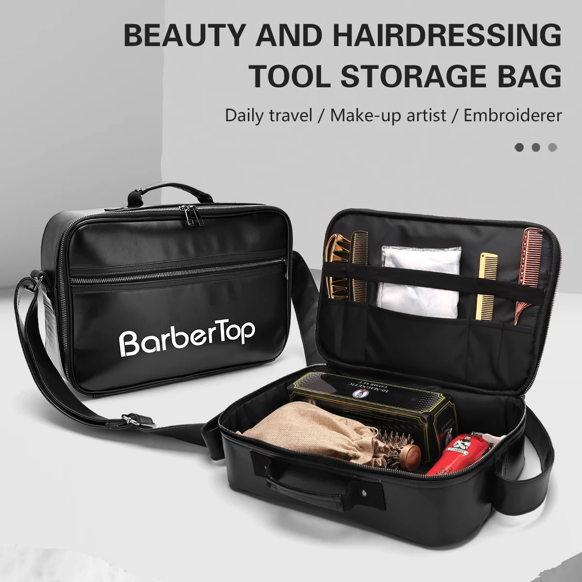 BARBERTOP Hairdresser Bag Adjustable Dividers Travel Barber Case Waterproof Shoulder Bag Large Capacity Salon Tools Storage