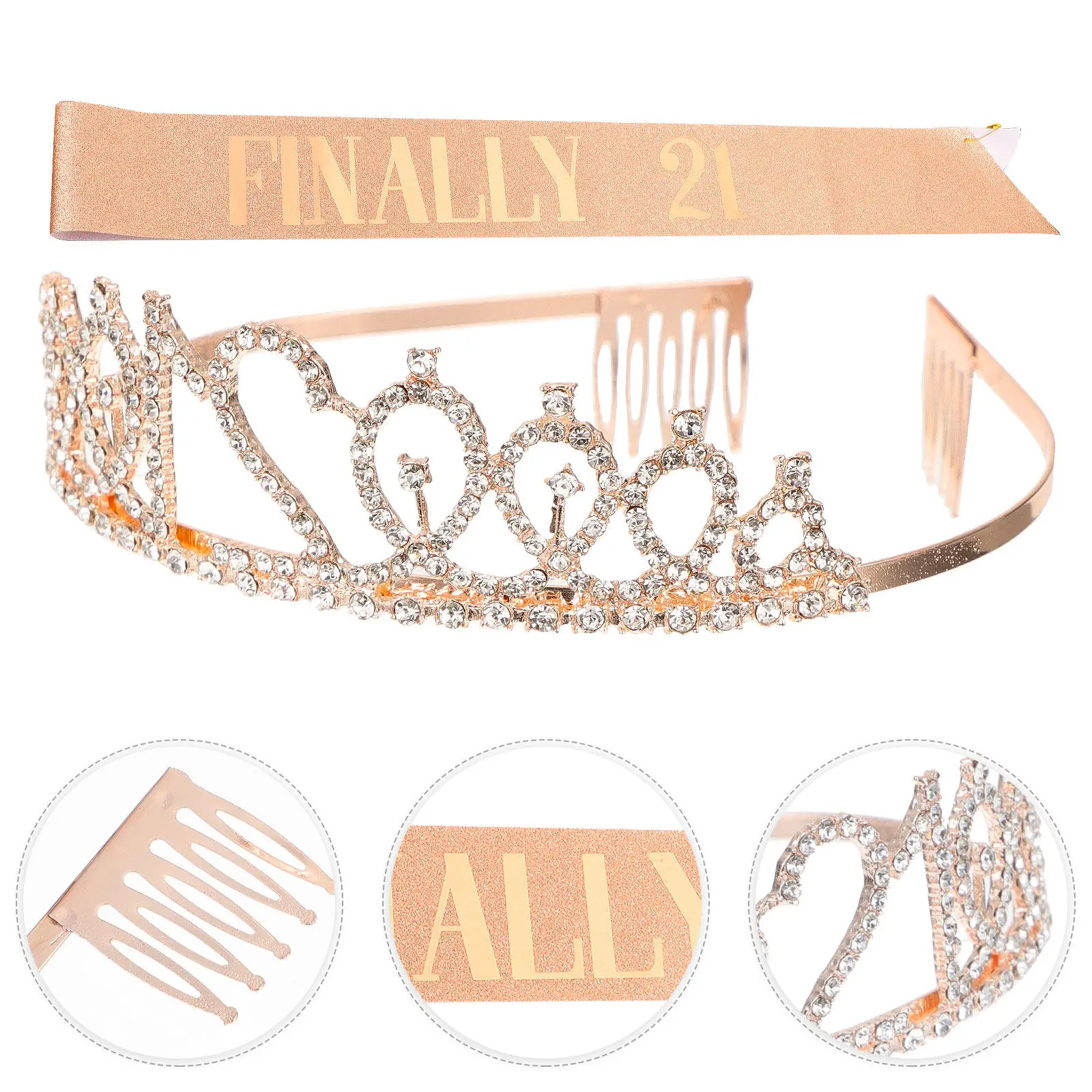 Birthday Girl Crown Sash and Wings Set Elegant Fabric Party Costume for Celebration Decor and Gifts