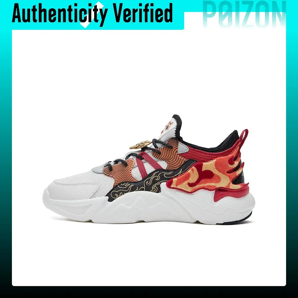 Erke Slip Resistant Abrasion Resistant Low top Chunky Sneakers Women's White Red 52122102356-001