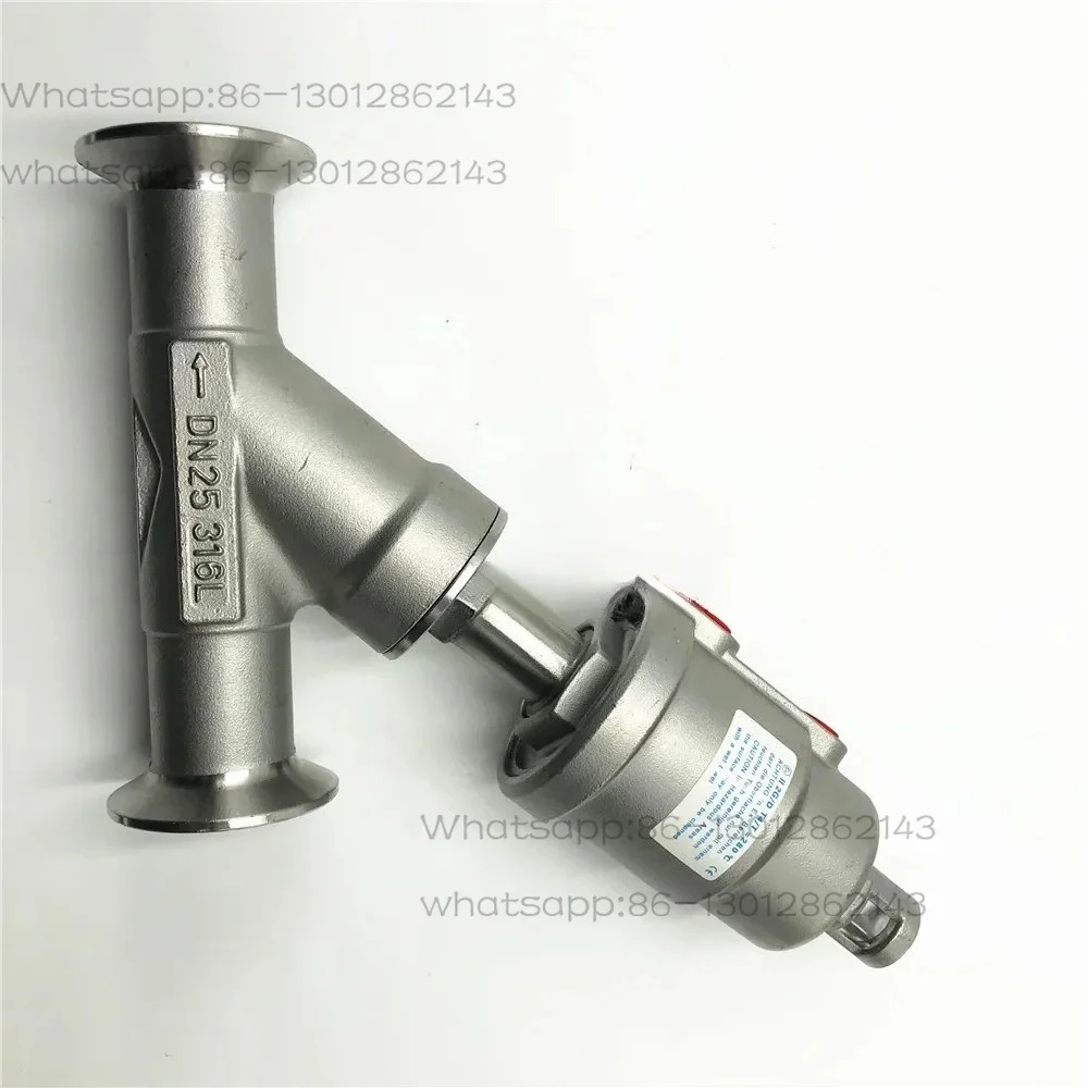 2-1/2" DN65 Sanitary Angle Seat Valve NC Clamp OD 91MM Stainless Steel 304 Single Acting Air Actuated Normally Closed