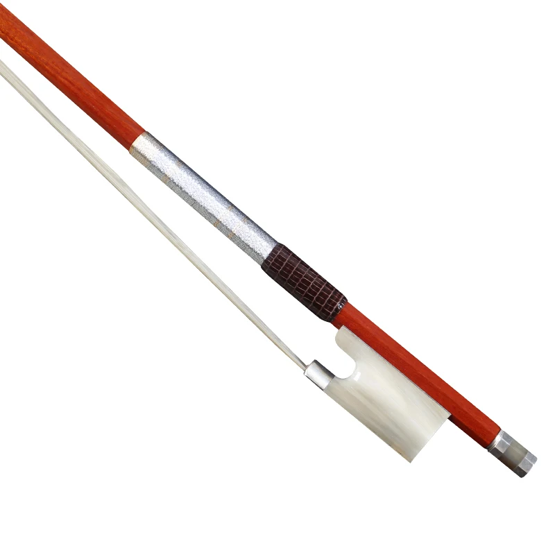 4/4 Brazil Wood Professional White Ox Horn Frog  Round Rod  Imported Horsetail Violin Bow G144