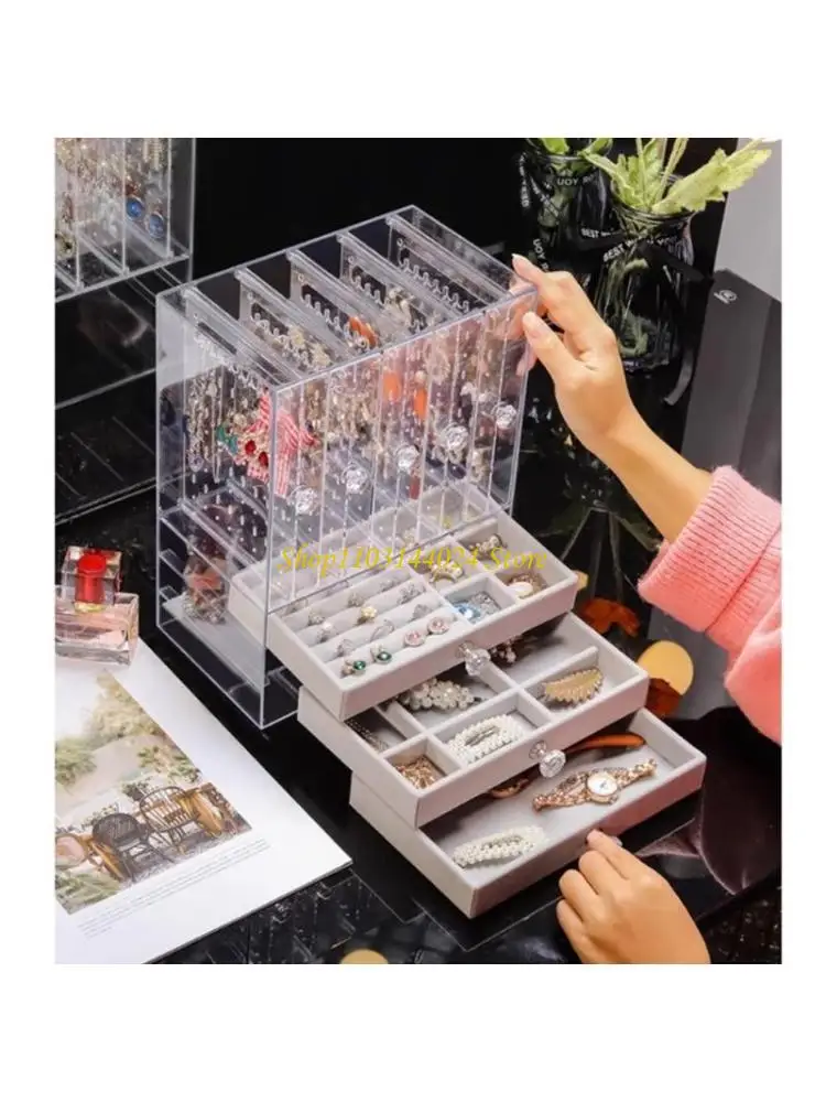 N5KE Elegant Jewelry Storage Box Handcrafted Jewelry Holder Multilayer Jewelry Display Rack for Retailers and Collectors