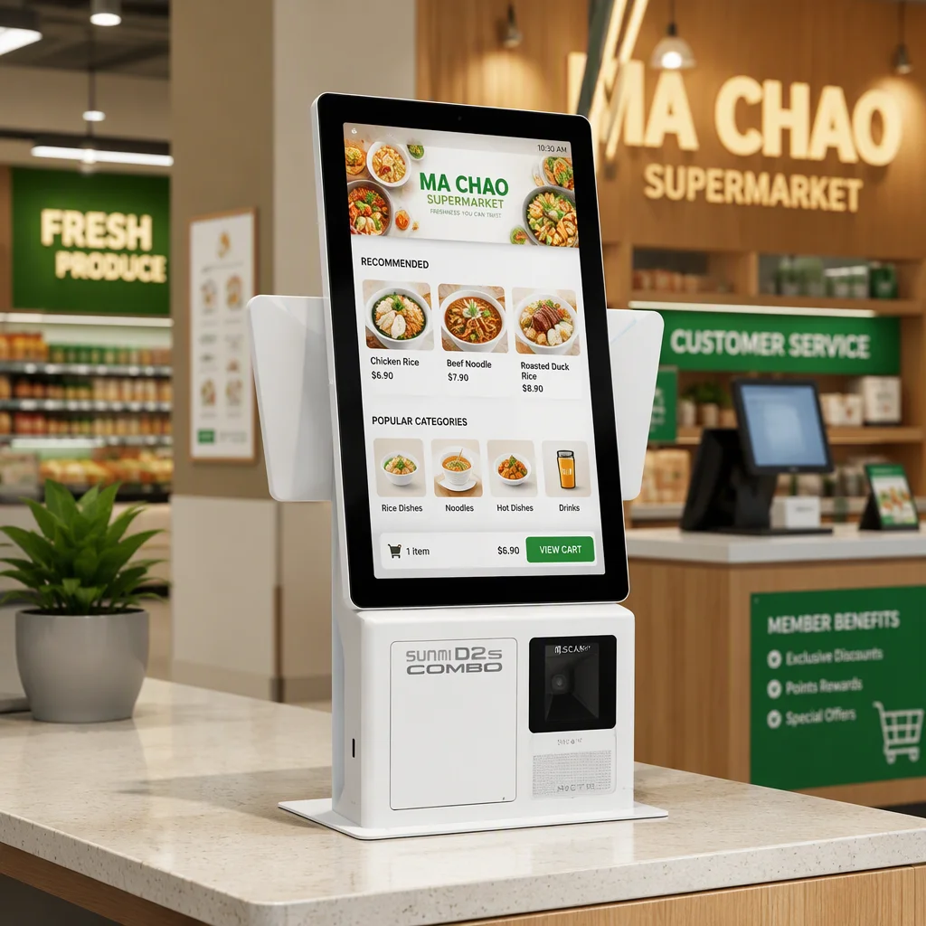15.8 Inch Dual Screen IPS Panel Desktop Payment Kiosk Built-in Printer 2D Scanner Self Service Payment Terminal for Supermarket