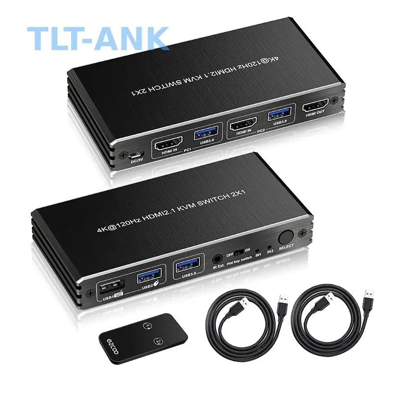 8K@60Hz 2-Port HDMI 2.1 KVM Switch 2 Port Hot Key EDID HDCP 2.2 HDMI KVM Switcher Support Keyboard Mouse Scanner Printer