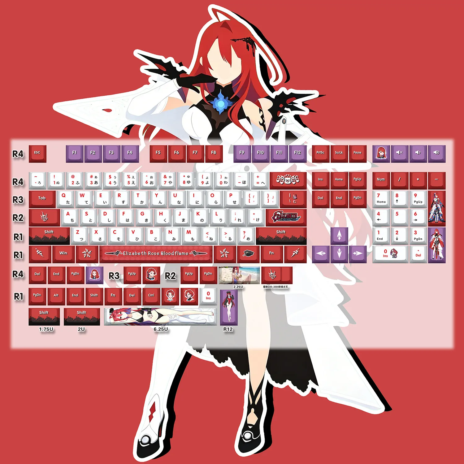 Anime Keycaps Hololive Vtuber Key Cover PBT DYE Sublimation Cherry Profile For MX Cross Switch Keycap Mechanical Keyboard Teclad