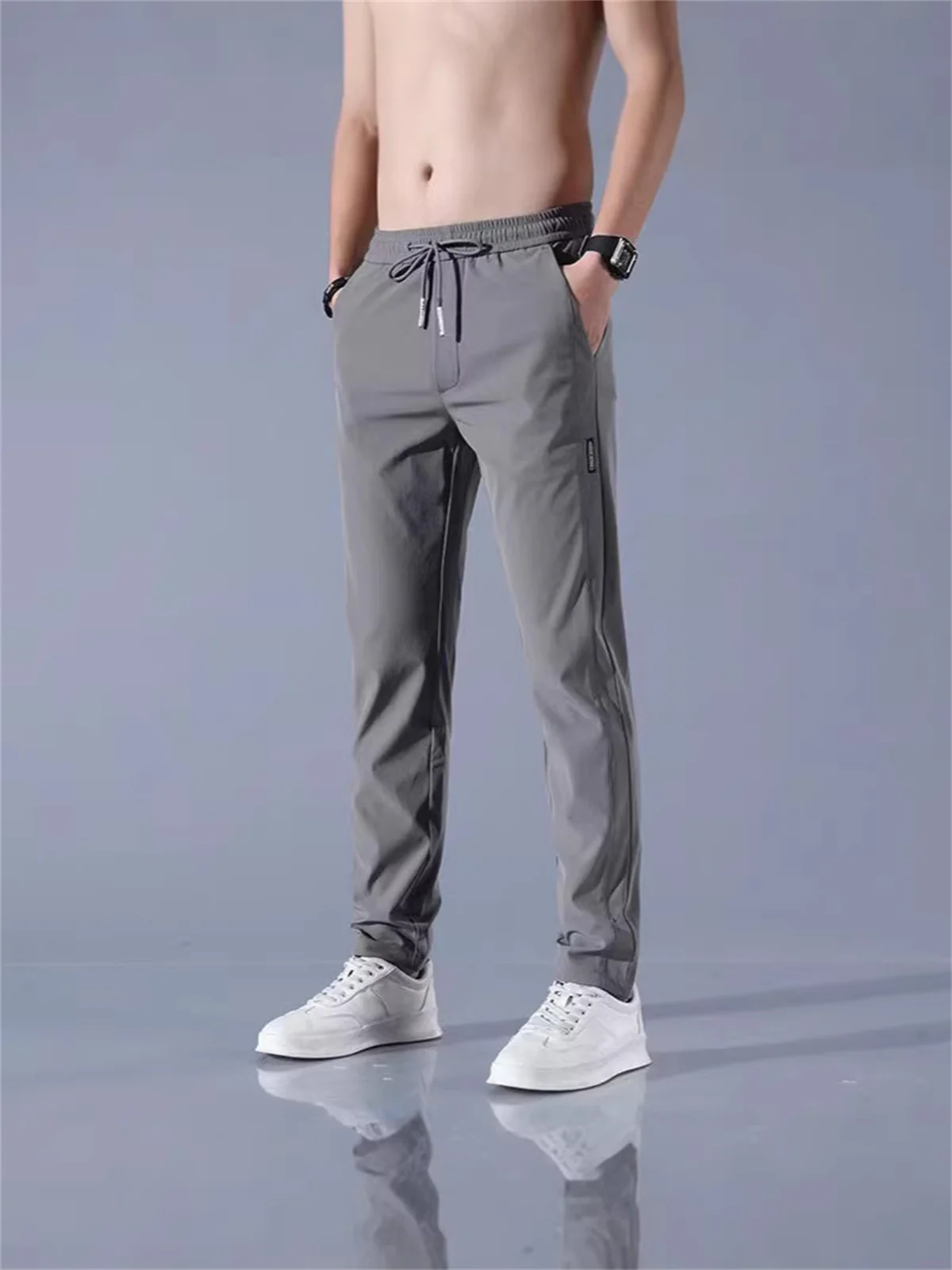 Ice Silk Casual Shorts Men's Summer Thin Loose Quick Dry Outdoor Work Five-Quarter Pants Comfortable Breathable Lightweight