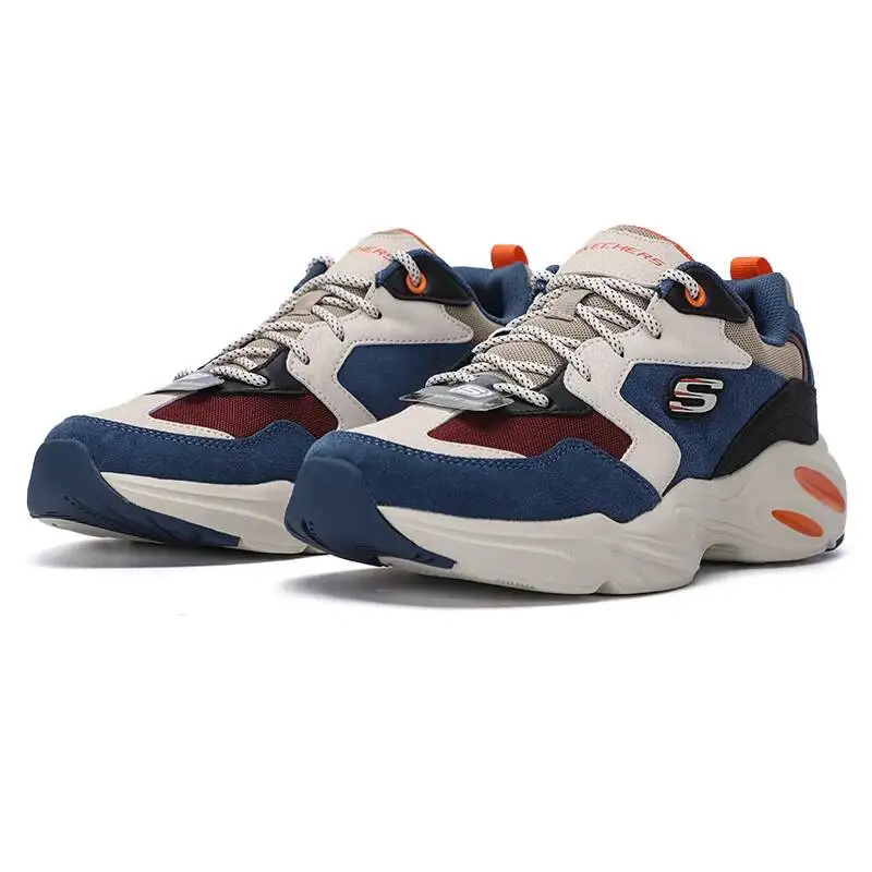 Skechers Men's Sneakers, Fashionable Thick-Soled Dad Shoes, Wear-Resistant, Lightweight, Low-Top Casual Shoes  237236-NVMT