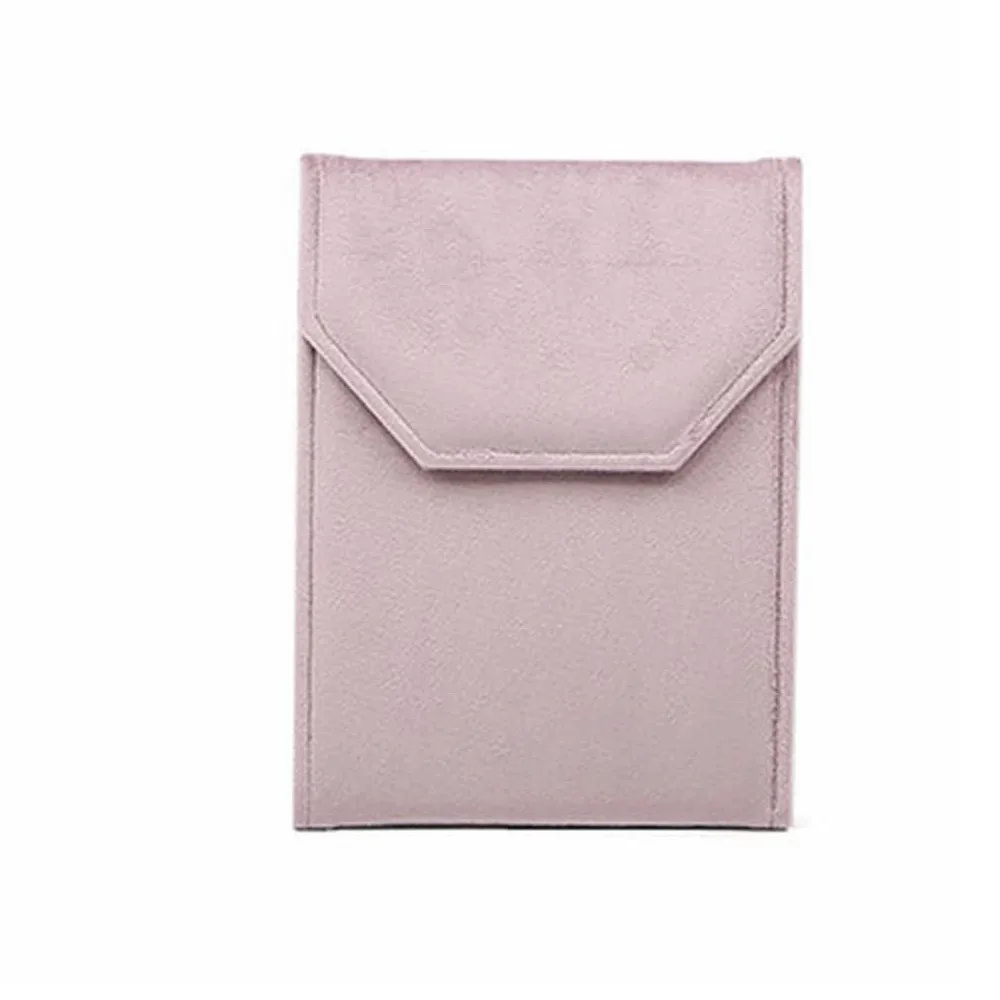 Velvet Material Velvet Jewelry Pouch Snap Button Closure Soft Lining Necklace Organizer Bag Foldable Design Jewelry Storage Bag
