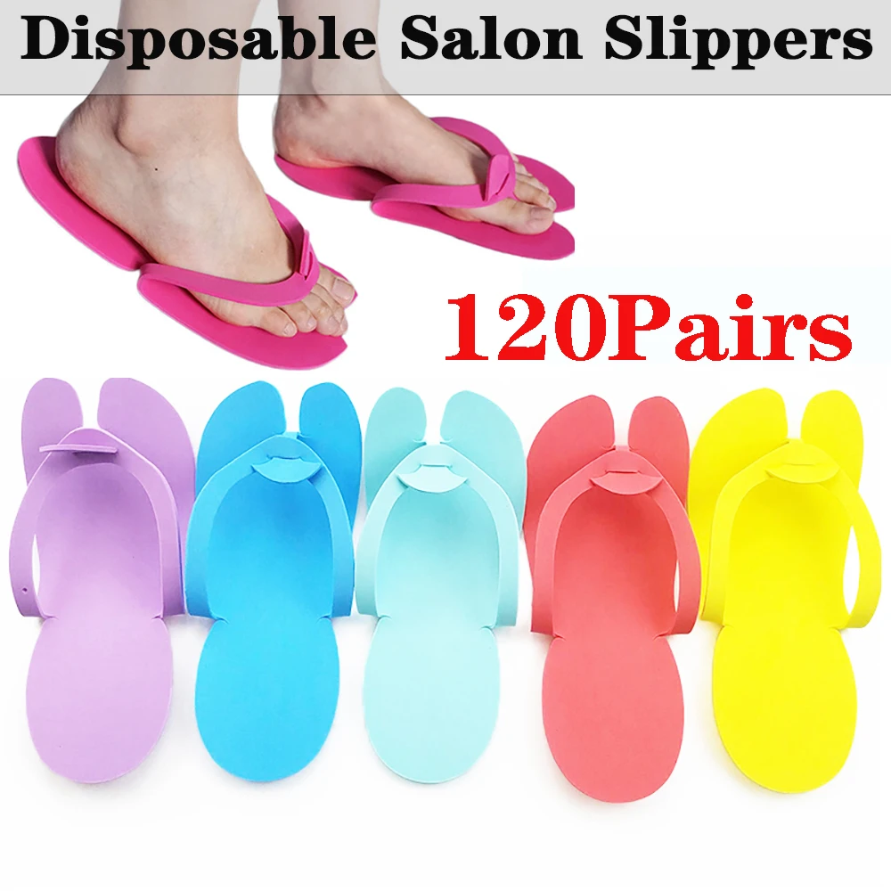 120 Pairs Disposable Nail Art Slippers Beauty Salon 2.5mm EVA Foam Hotel Travel Slippers