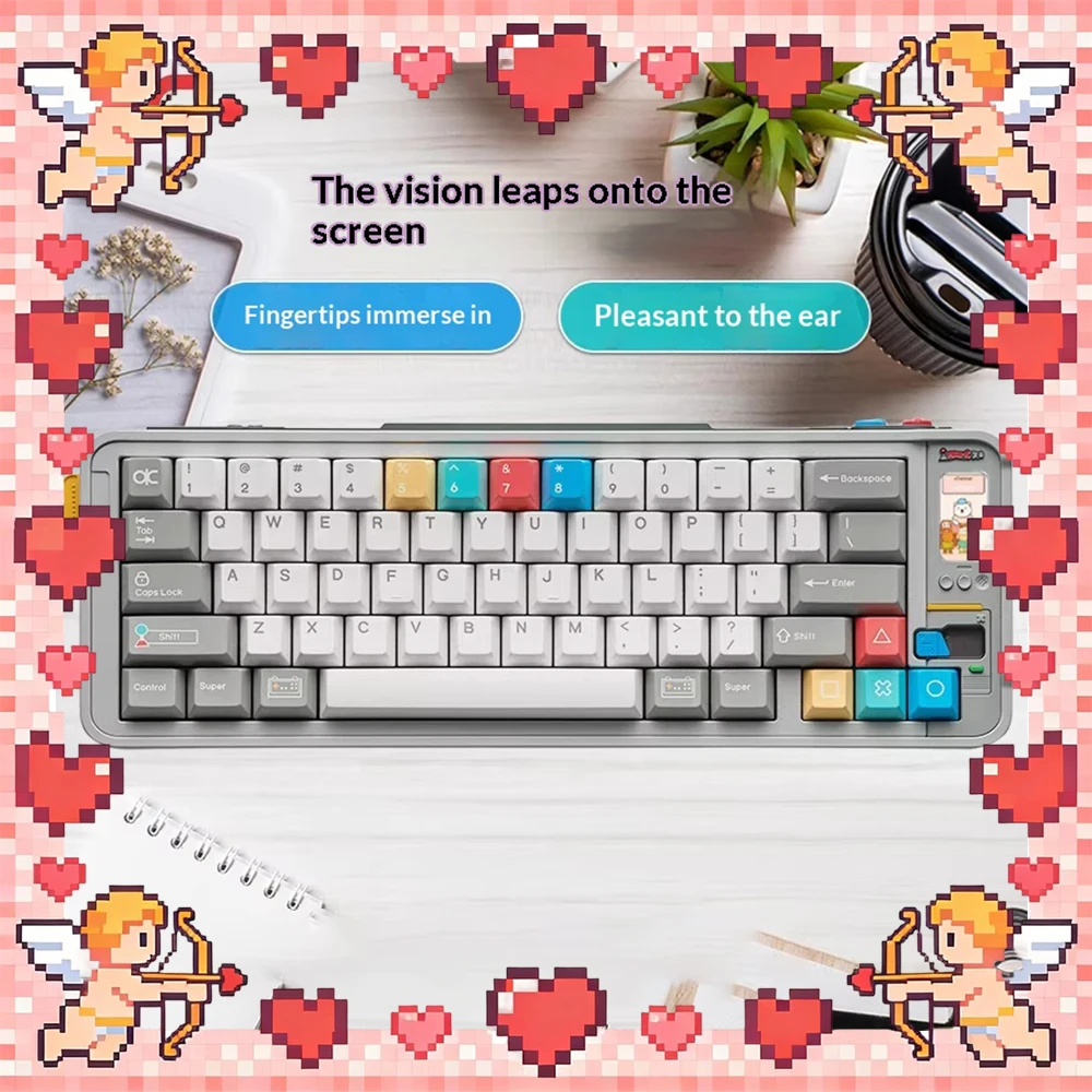 TickType QK65MK3 Gaming Keyboard Gasket Structure Multifunctional Interactive Color Screen Wireless Keyboard Adapting Bluetooth