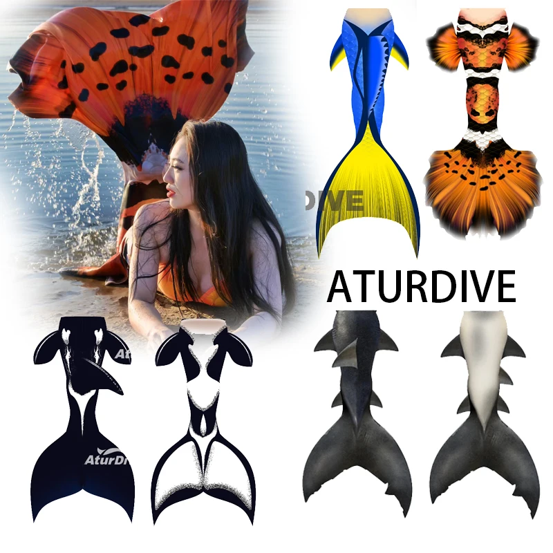Custom Large Size Mermaid Fishtail Bikini Swimsuit Professional Performance Adult Children Marine Animal Clownfish Nemo Design