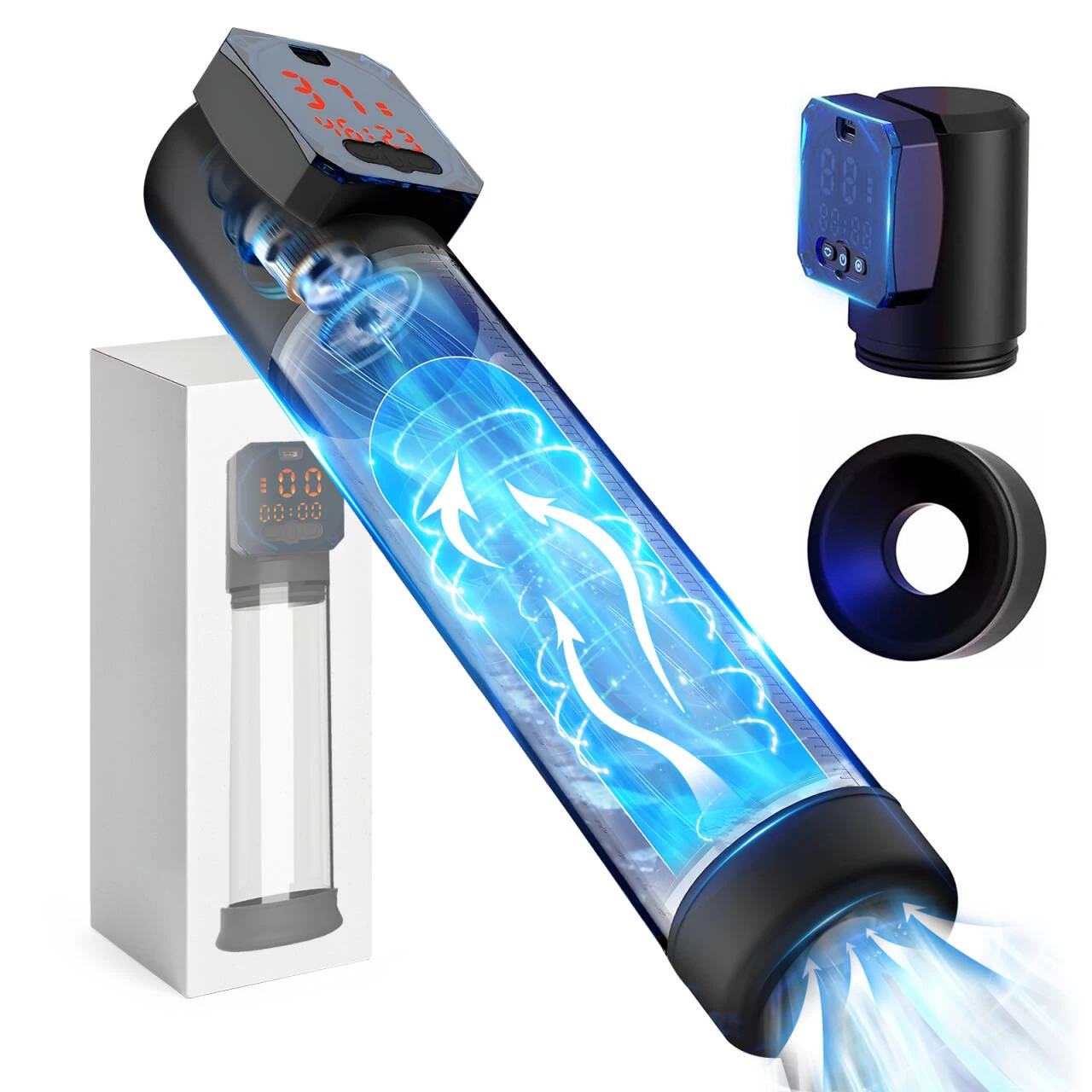 IPX7 Electric Vacuum Penis Pump for Male With 5 Suction 6 Training Modes Digital Display Penis Endurance Erectile Trainer Adult