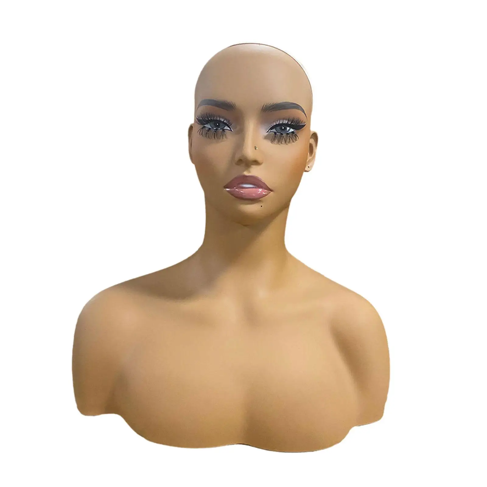 Mannequin Head Wig Display Stand with Shoulders for Makeup Practice Hat Scarf Headband Showcase