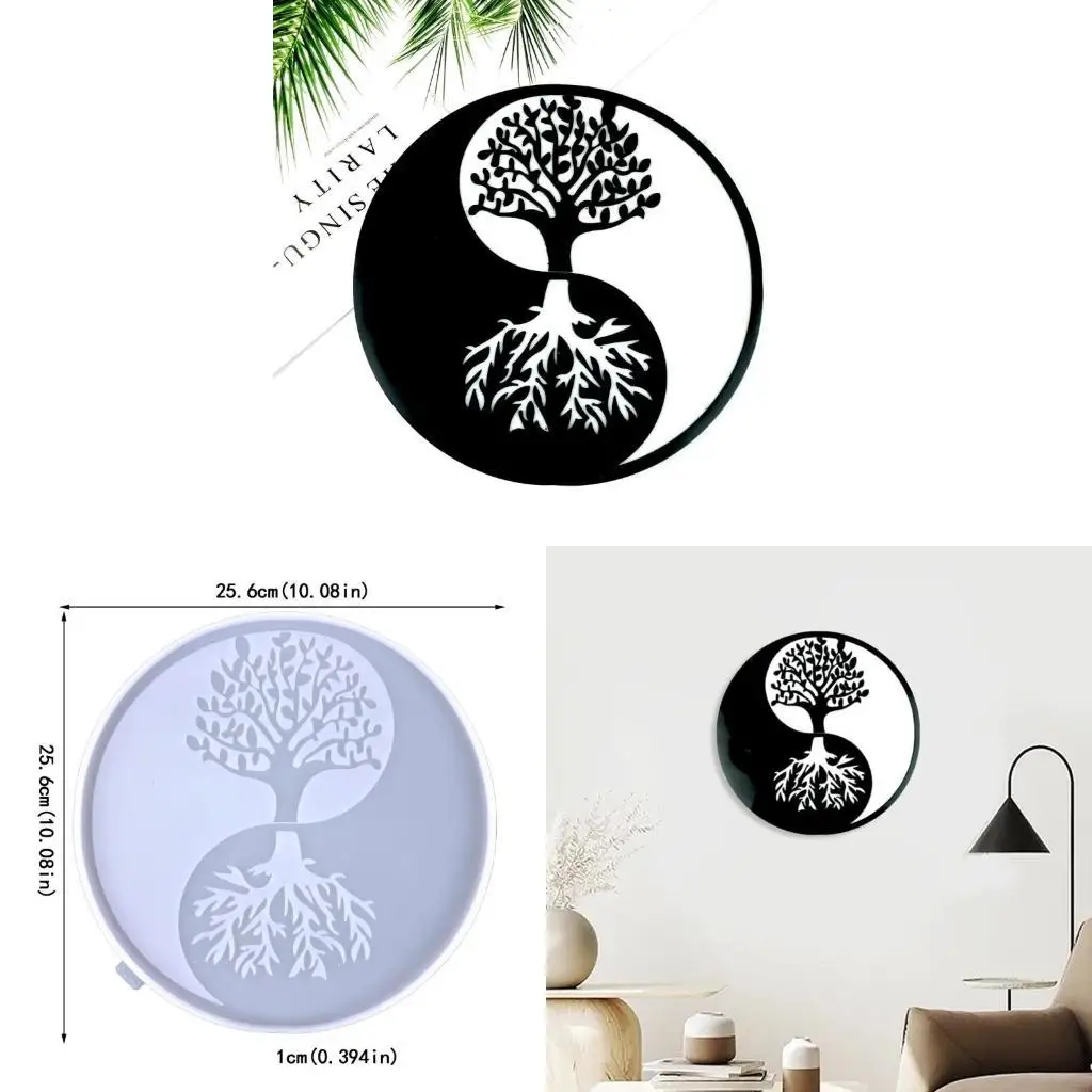 91AF Tree-of-Life and Moon Resin Molds Wall Art Pendant Silicone Mold Epoxy Casting