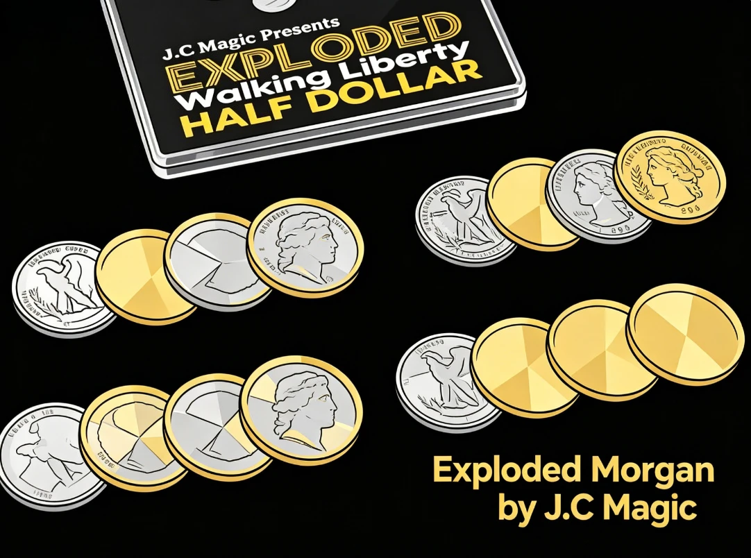 Exploded Morgan (4 to 16 Coin ) Magic Tricks Magician Close Up Illusions Prop Gimmick Multiply Coin Appearing Disappearing Magia