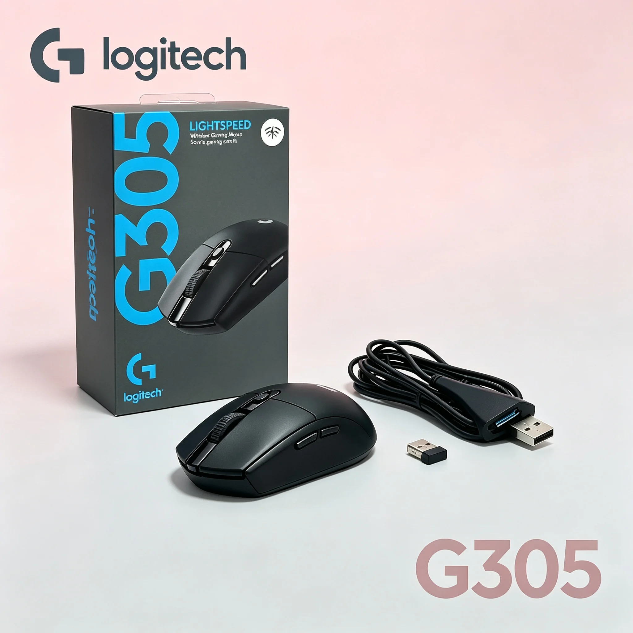 Logitech G305 Wireless Gaming Mouse With Transfer Adapter Cable Plug And Play Design Mice For Home Office PC Laptop Esports Ent