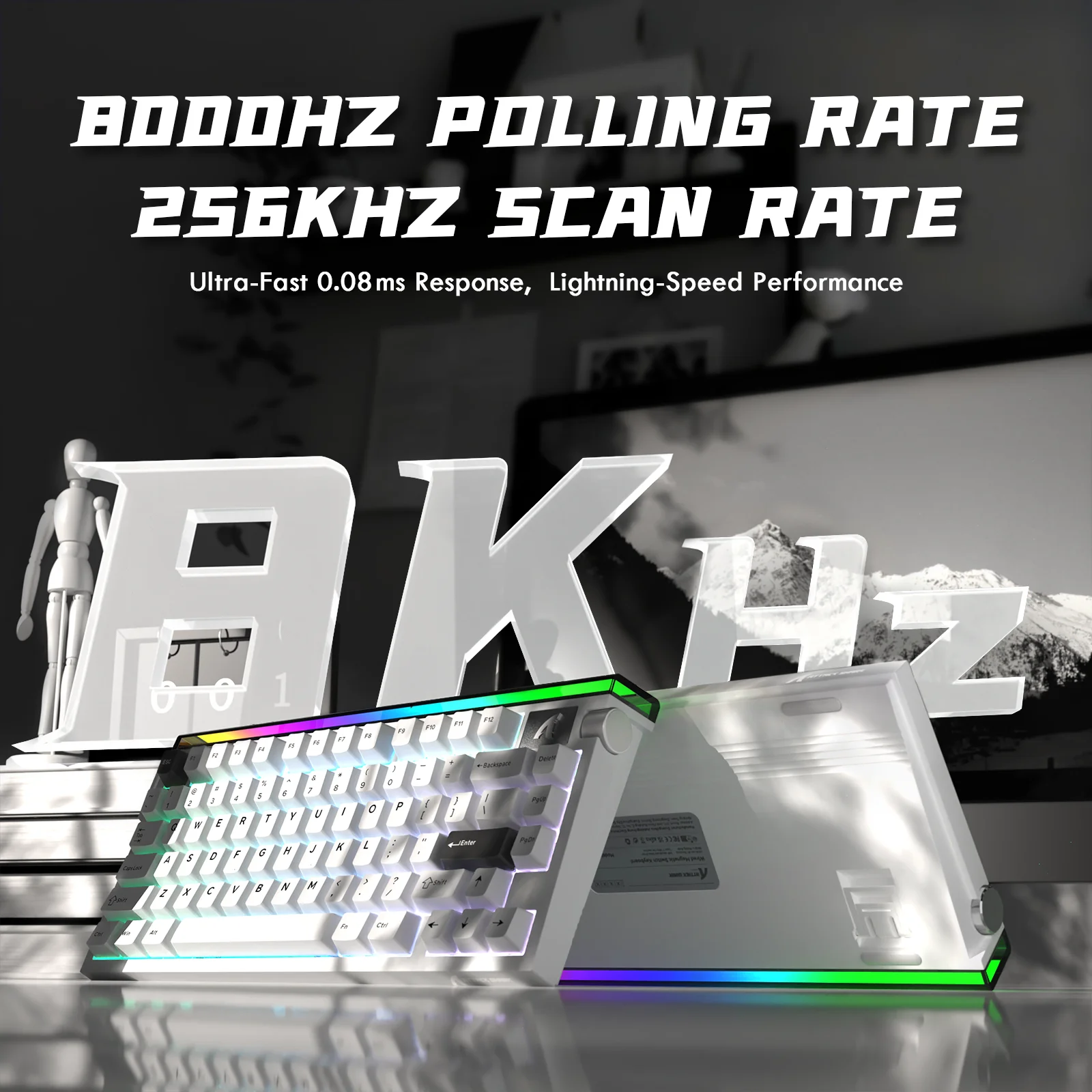 ATTACK SHARK R85HE Magnetic Axis Gaming Wire Keyboard 8KHz Rate 0.005mm RT Precision Adjustable 5 Layer Soundproof Filling RGB