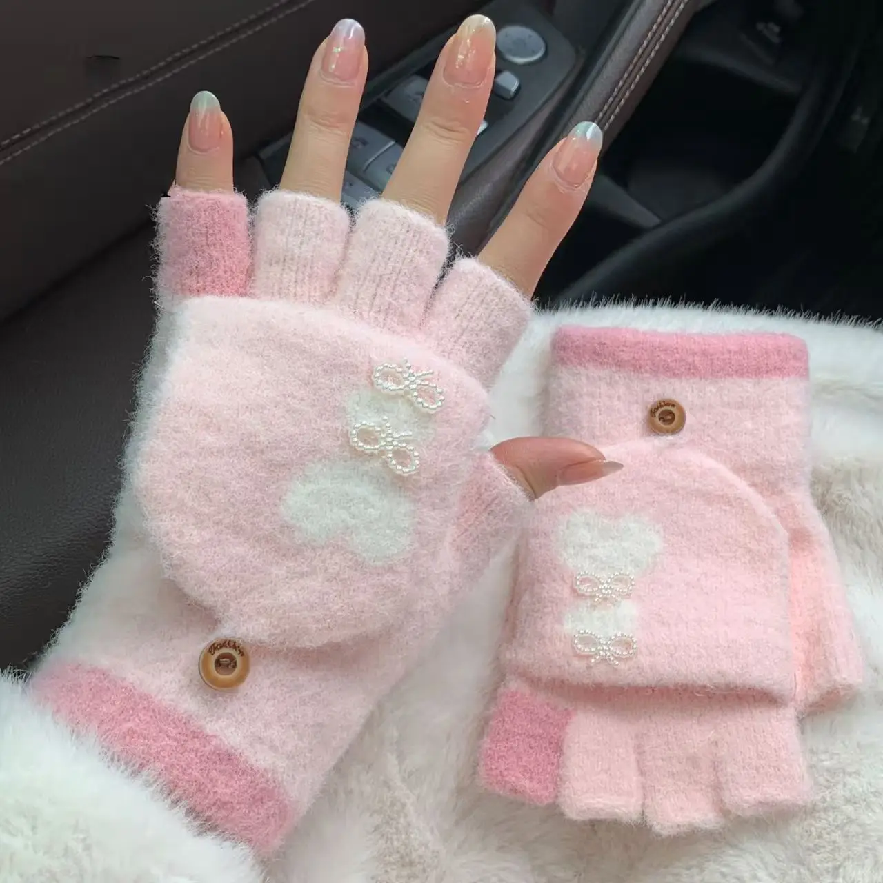 Touchscreen Writing Gloves for Kids & Adults, 2-in-1 Flip Mittens with Finger Cover, Thermal Soft Winter Gloves for Touchscreen