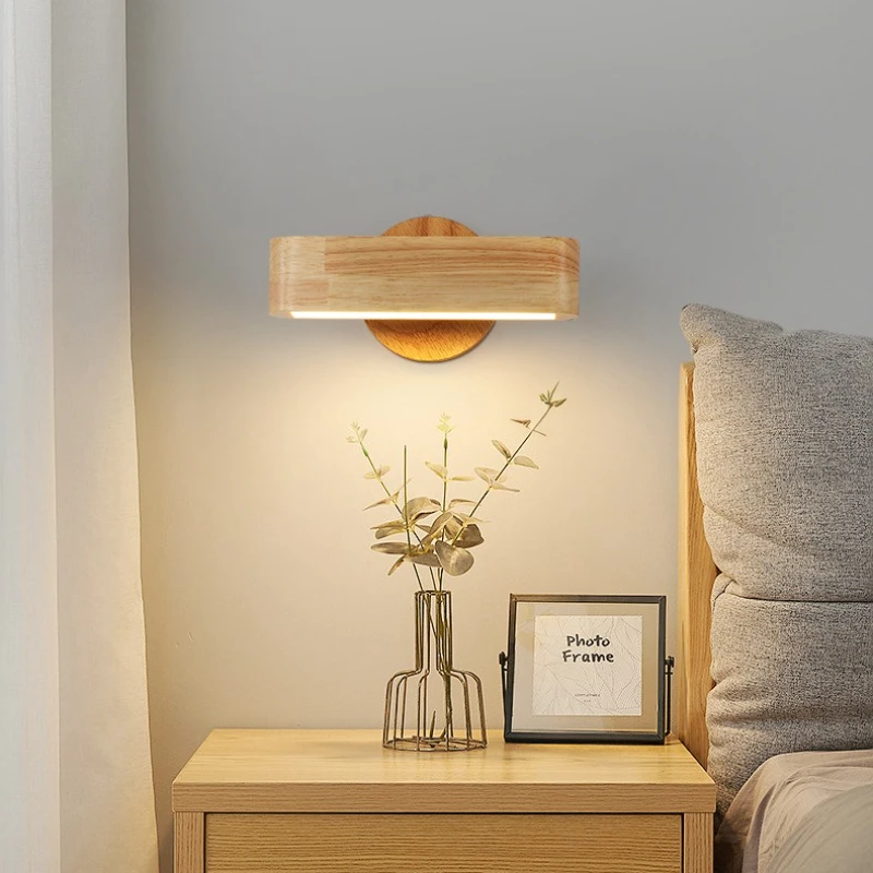 Simple Wood LED Wall Light Modern Sconce LED Lighting 110V 220V Art Decoration Bedside Bedroom Wall Lamp Living Room Night Light