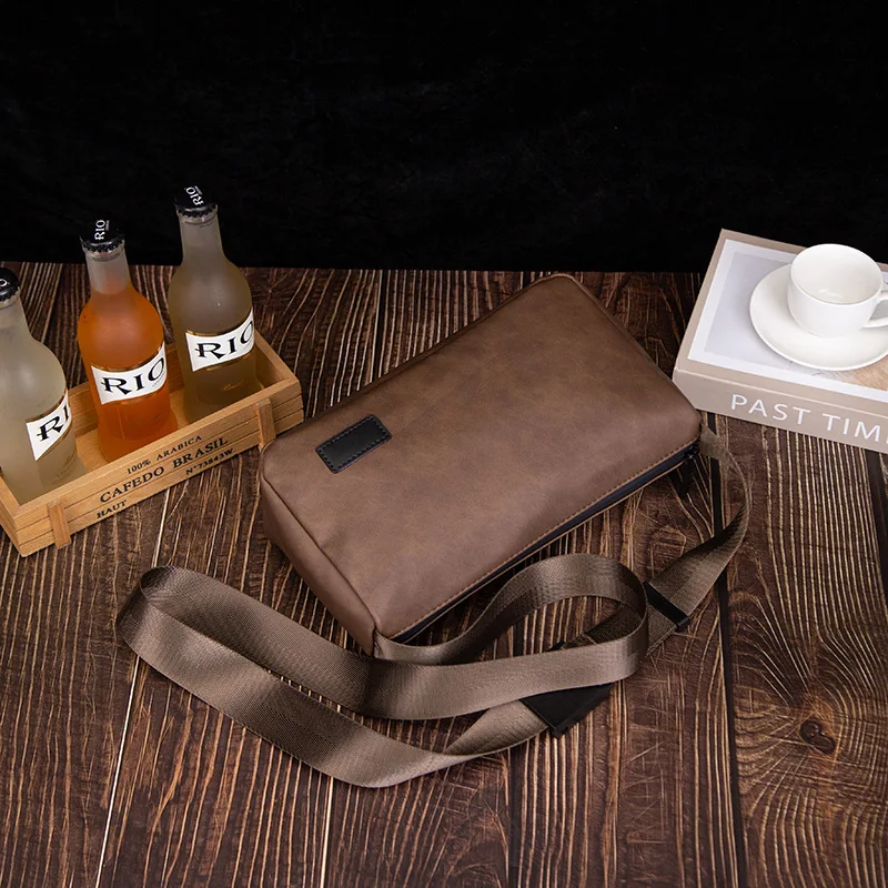 New Trend Small Men's Bag PU Leather Male Shoulder Crossbody Bag Mobile Phone Handbag Purse Messenger Pack Bolsa  bandolera