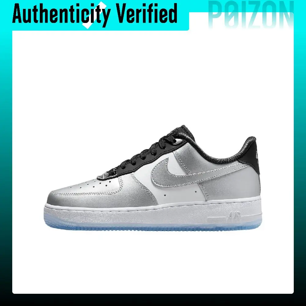 Nike Air Force 1 Skate Shoes Women's Low-top Silver Black White DX6764-001