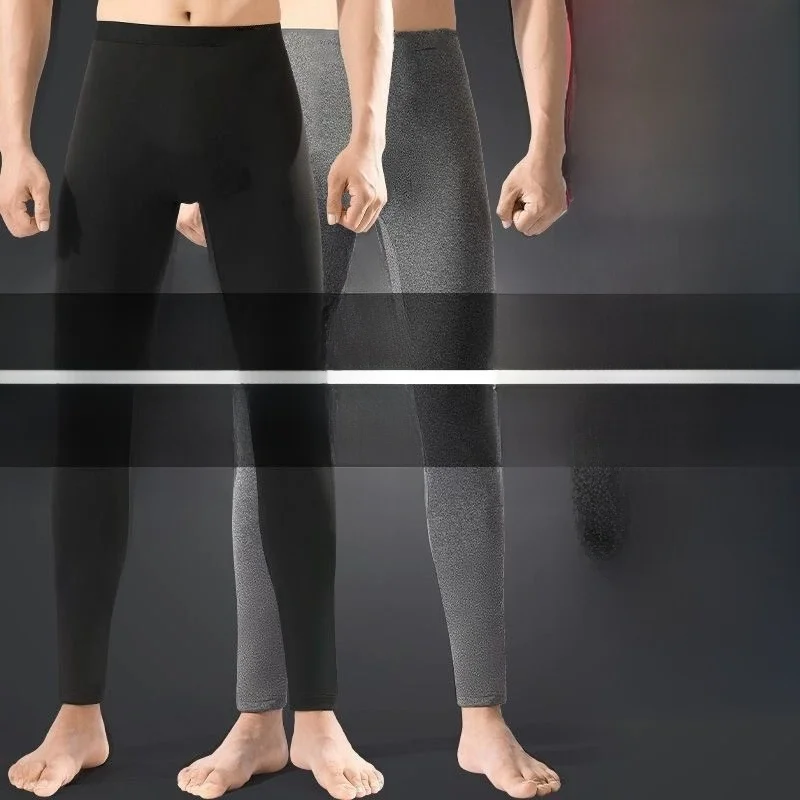 Double-Sided German Velvet Men's Autumn Winter Thermal Heating Inner Wear Warm Pants Slim Fit Casual Long Pants Polyester Fiber