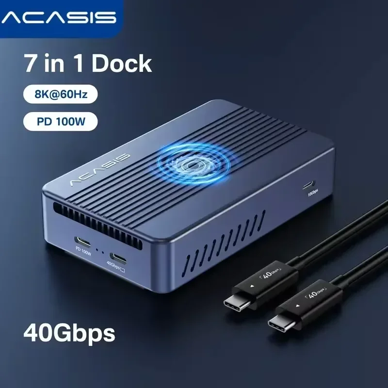 Acasis 40Gbps USB4 Compatible With Thunderbolt 4/3 Docking Station NVMe M.2 SSDs  Enclosure|8-in-1 USB-A/C  Hub for MacBook Pro