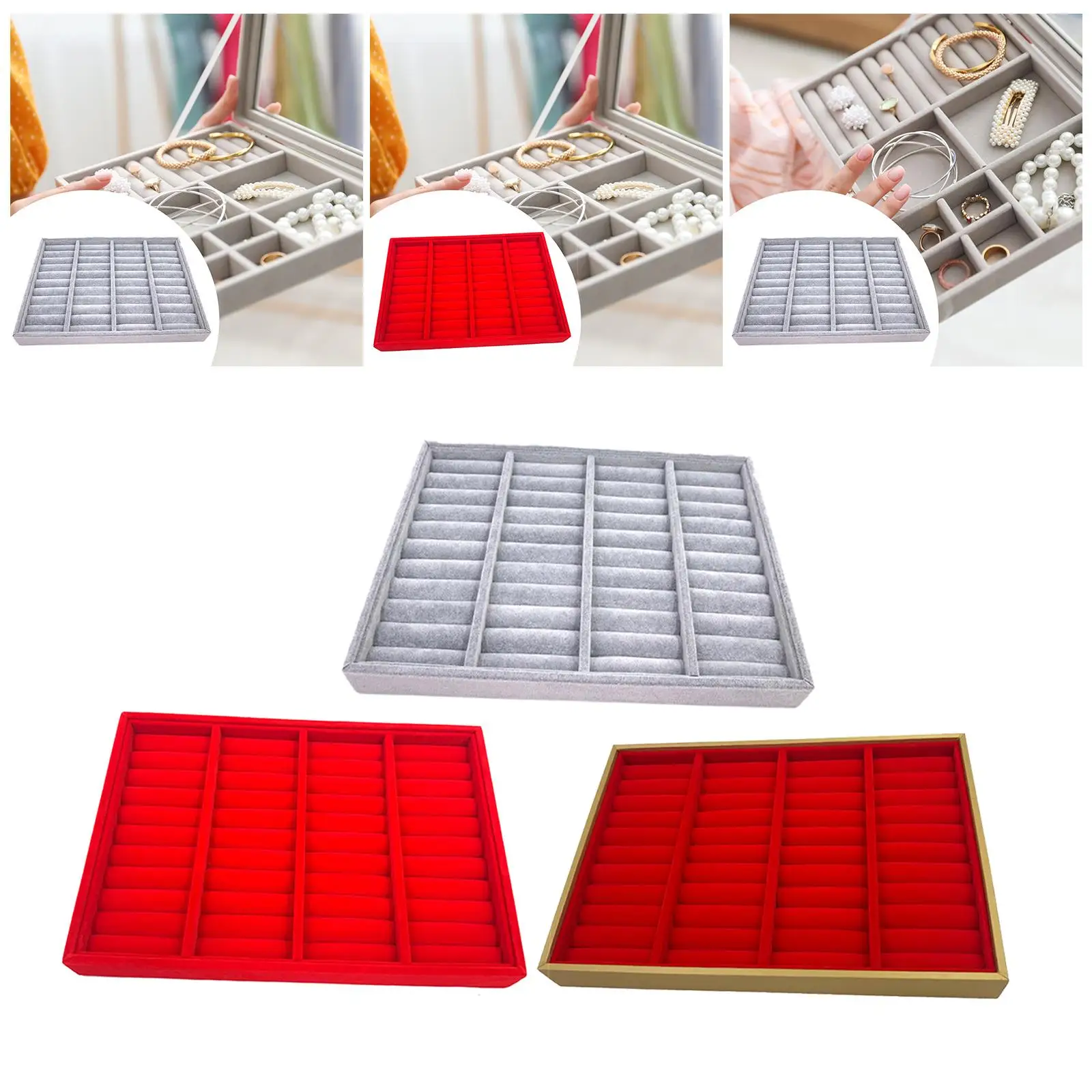 40 Slot Bracelet Display Tray Velvet Jewelry Organizer Storage Box for Selling Jewelry at Retail and Fairs