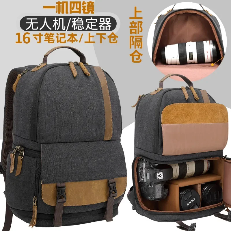 A Waterproof Geo Travel Canvas Vintage Professional Photography Backpack