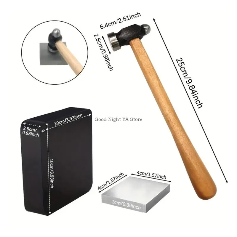 Pack of 3 Complete Jewelry Making Tool Silicone Cushion Stand Metal Hammer