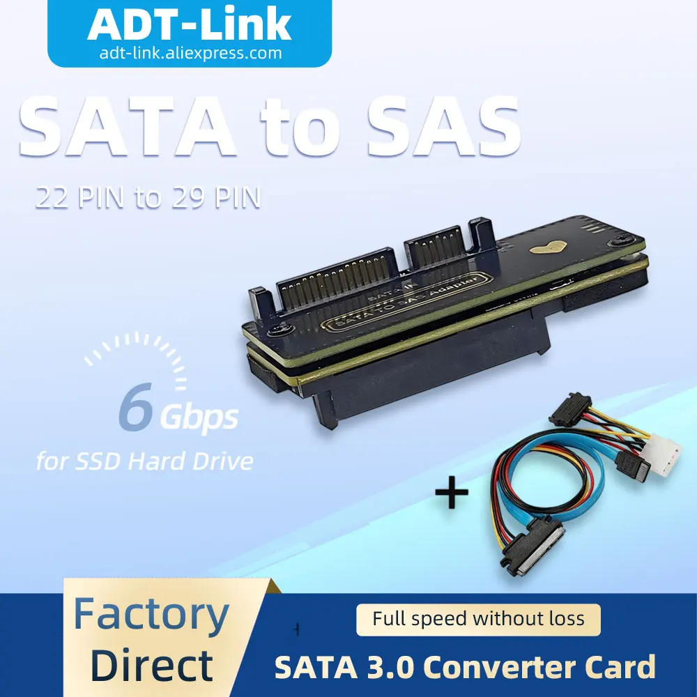 For 2.5" SSD HDD Server Hard Disk Riser SATA 22Pin to SAS 29Pin Adapter Card SATA3.0 6Gbps SFF-8482 Converter Extension Card