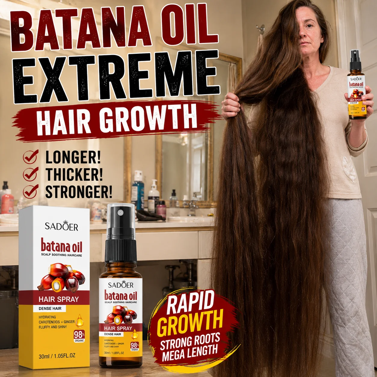 Hair Growth Spray Batana Anti Hair Fall Hair Loss Scalp Damaged Treatment Serum Oil Nourish Roots Fast Growing Health Hair Care
