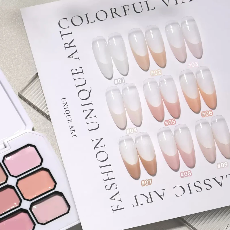 9-Color Pink Gradient Blush Solid Gel Polish, Color Palette Gel Polish, UV Nail Gel, DIY Nail Art Charm