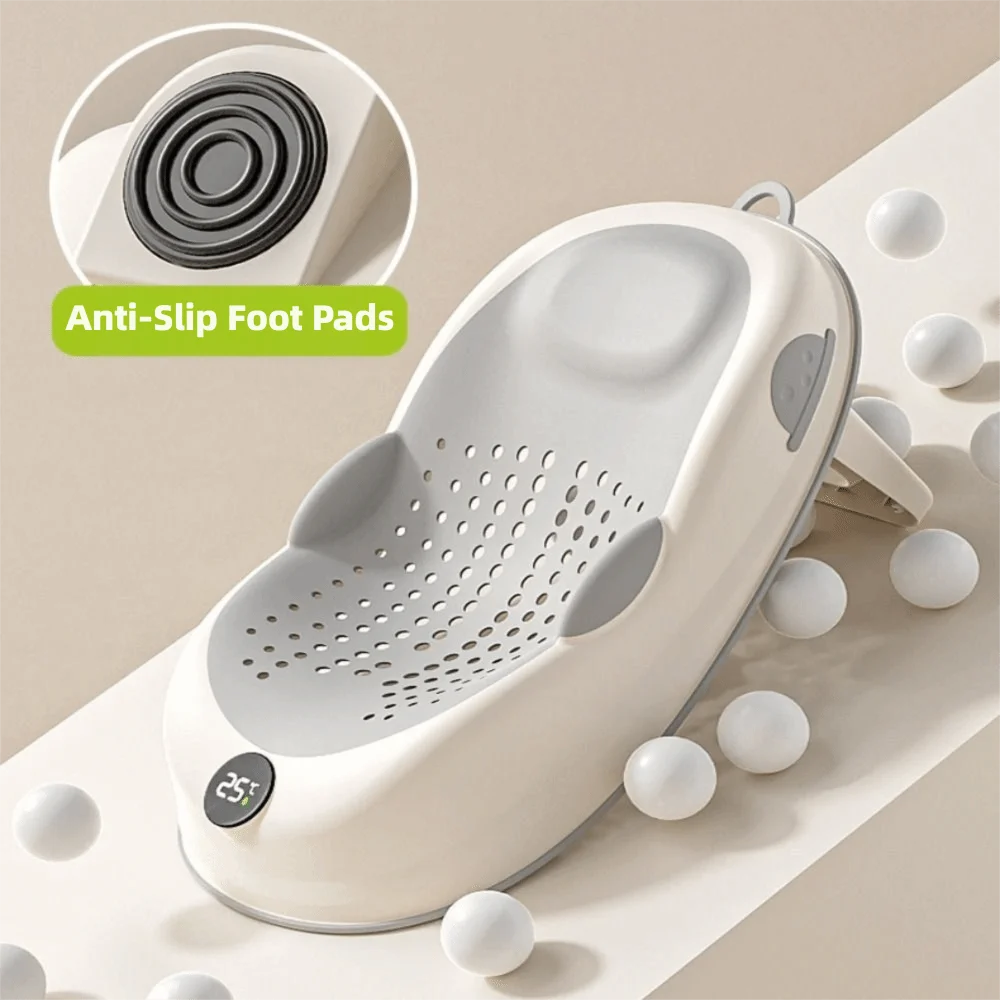 Safety Temperature Sensing Bath Seat Mat Mesh Material Portable Bath Net Support Structure Easy to Use Bath Rack Infant Care