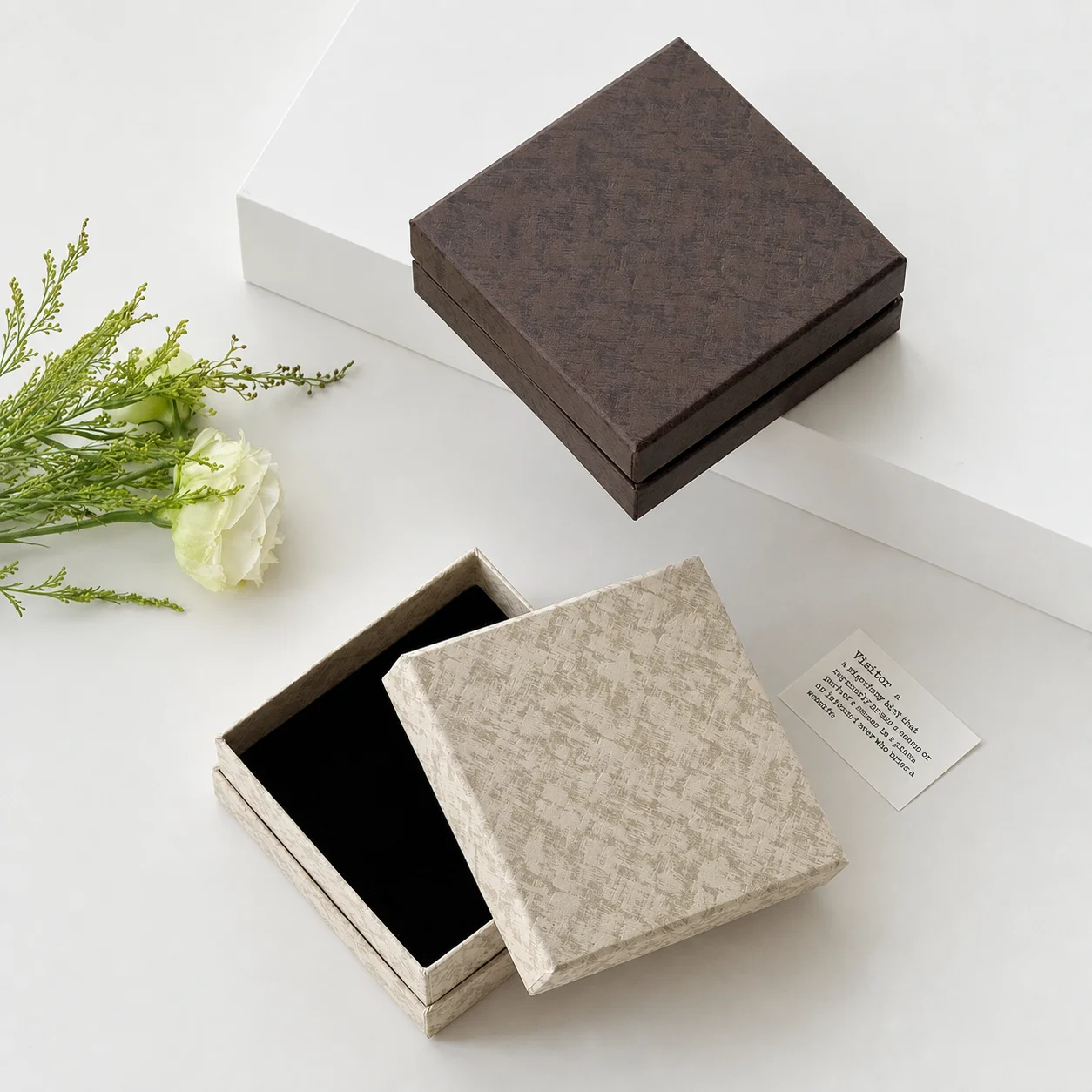 Flocked Lined Jewelry Box Minimalist Two-Piece Lid Jewelry Box Necklace Storage Box Sturdy For Gift Packing Gift Giving Earrings