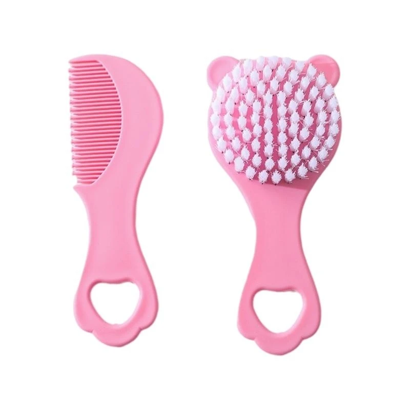 Infant Comb with Hairbrush for Delicate Skin Feature Lovely Bear Pattern J0MF