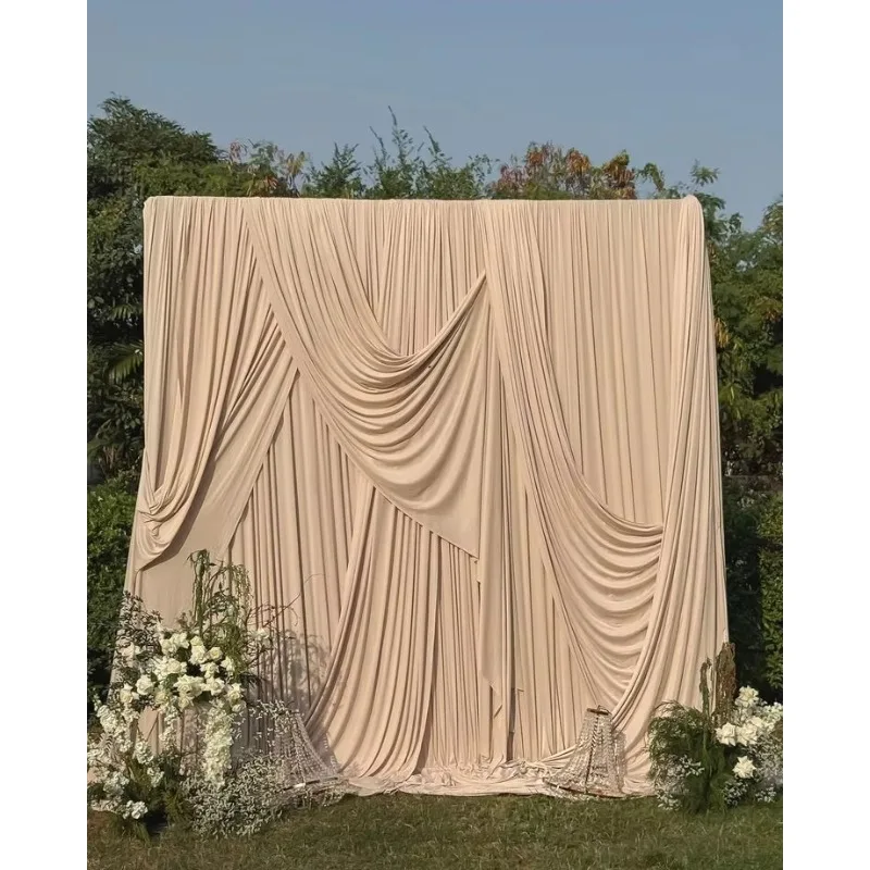 Wedding Backdrop Strech Polyester Curtain Fabric Drapery Valance for Wedding Decoration Archway Ceremony Party Decoration