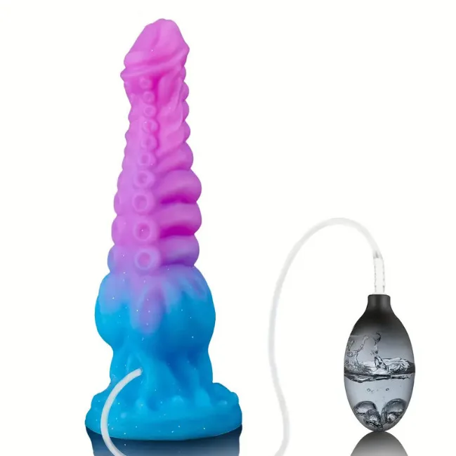 Ejaculation Monster Dildo Soft Silicone Penis Inflatable Big Knot Dildos Squirting Strong Sucker Dick Sex Toy for Women Men 18+