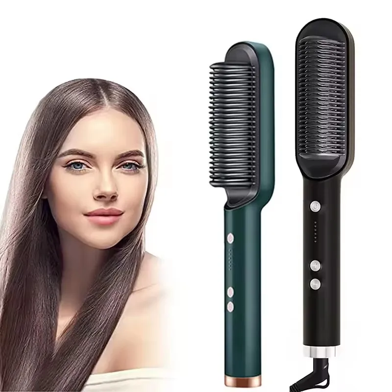 Electric Negative Ion Fast Heating Ceramic Hair Straightener Comb Household Hotel PTC Heater Straightening Brush Curling Iron