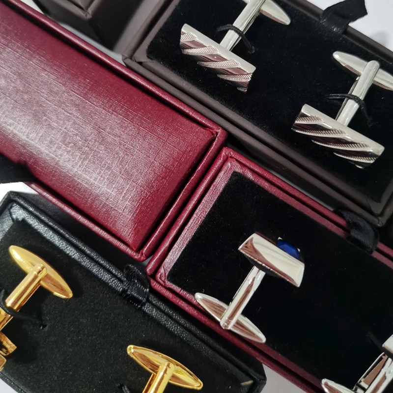 High Quality 60pcs Black Faux Leather Mens Jewelry Cufflinks Box Gift Storage Organizer Case Cuff Link Display Box Holder