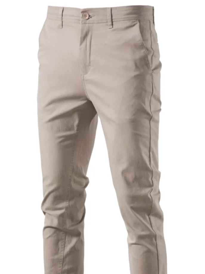 Men's Slim Fit Casual Pants Pure Color Workwear Straight Leg Trendy Breathable Comfortable All Season Low Waist Button Closure