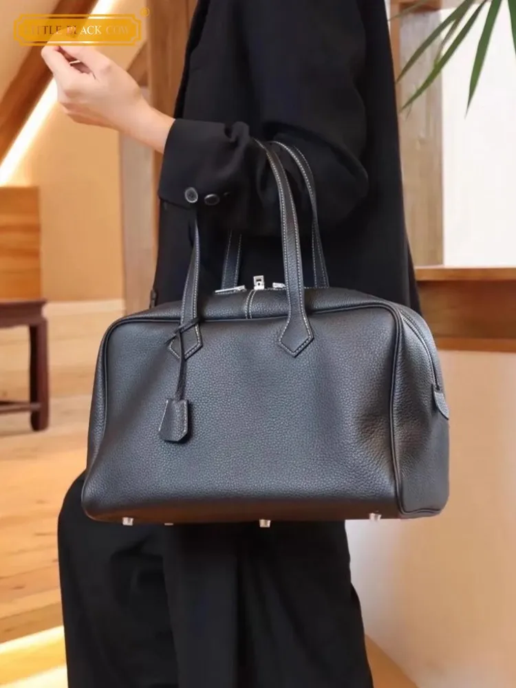 Office Women Elegant Lady Tote Handbag Genuine Leather Bag Soft Cowskin Fashion High Capacity Casual Single Shoulder Travel Bags