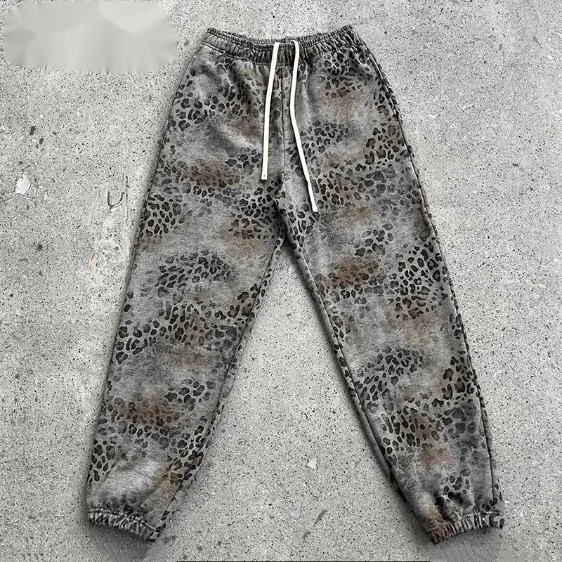 Men's Sweatpants Streetwear Leopard Camouflage Print Drawstring Waist Jogger Fit Casual Daily Wear Long Trousers LBNN