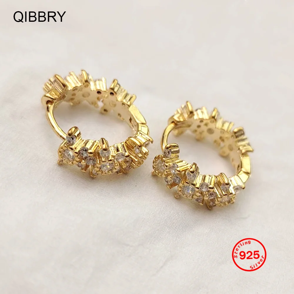 Luxury Hoop Earrings Studded With Stars Pentagram Shiny Crystal Golden/White Women's New Fashion Fresh Huggies Earrings Piercing