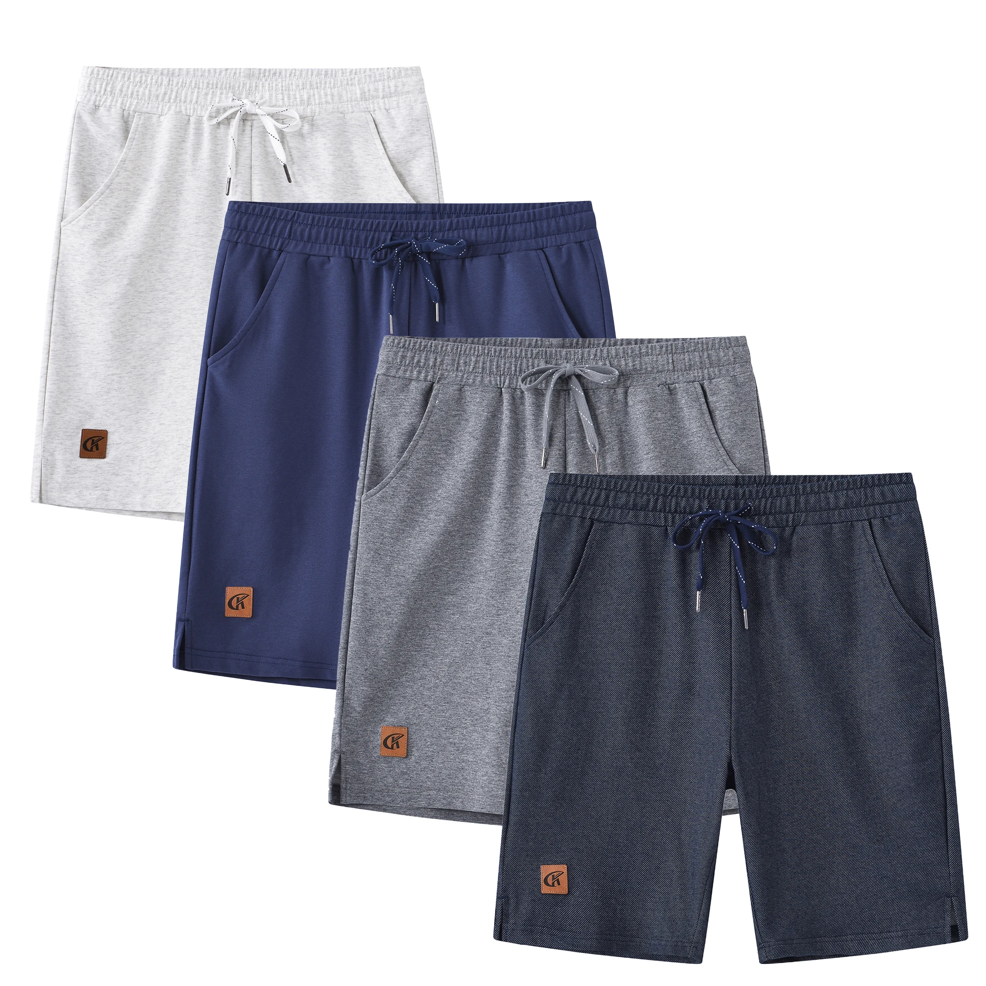 Men Casual Sport Cotton Shorts, Breathable Drawstring Zipper Pockets Elastic Waist Shorts for Running Jogging Gym