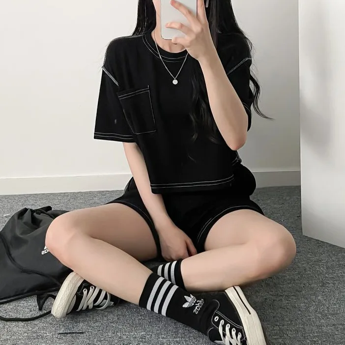 2024 Home Suit Cotton Women Pajamas Shorts Set Korean 2 Piece Sets Summer Sleepwear Pijama Lounge Wear Tracksuits Underwear 2pcs
