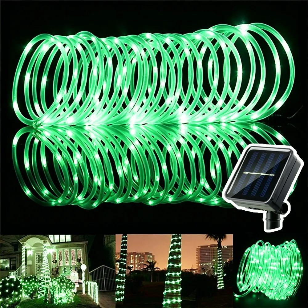 5M 10M 20M Outdoor Solar Tube Rope 50/100/200 Led Light Garden Christmas Decoration Fairy String Light Wedding Party Led Lamp